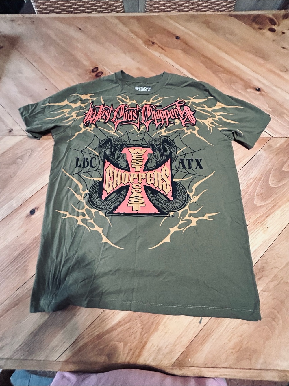 West Coast Choppers Olive Graphic Tee with Bold Front Artwork